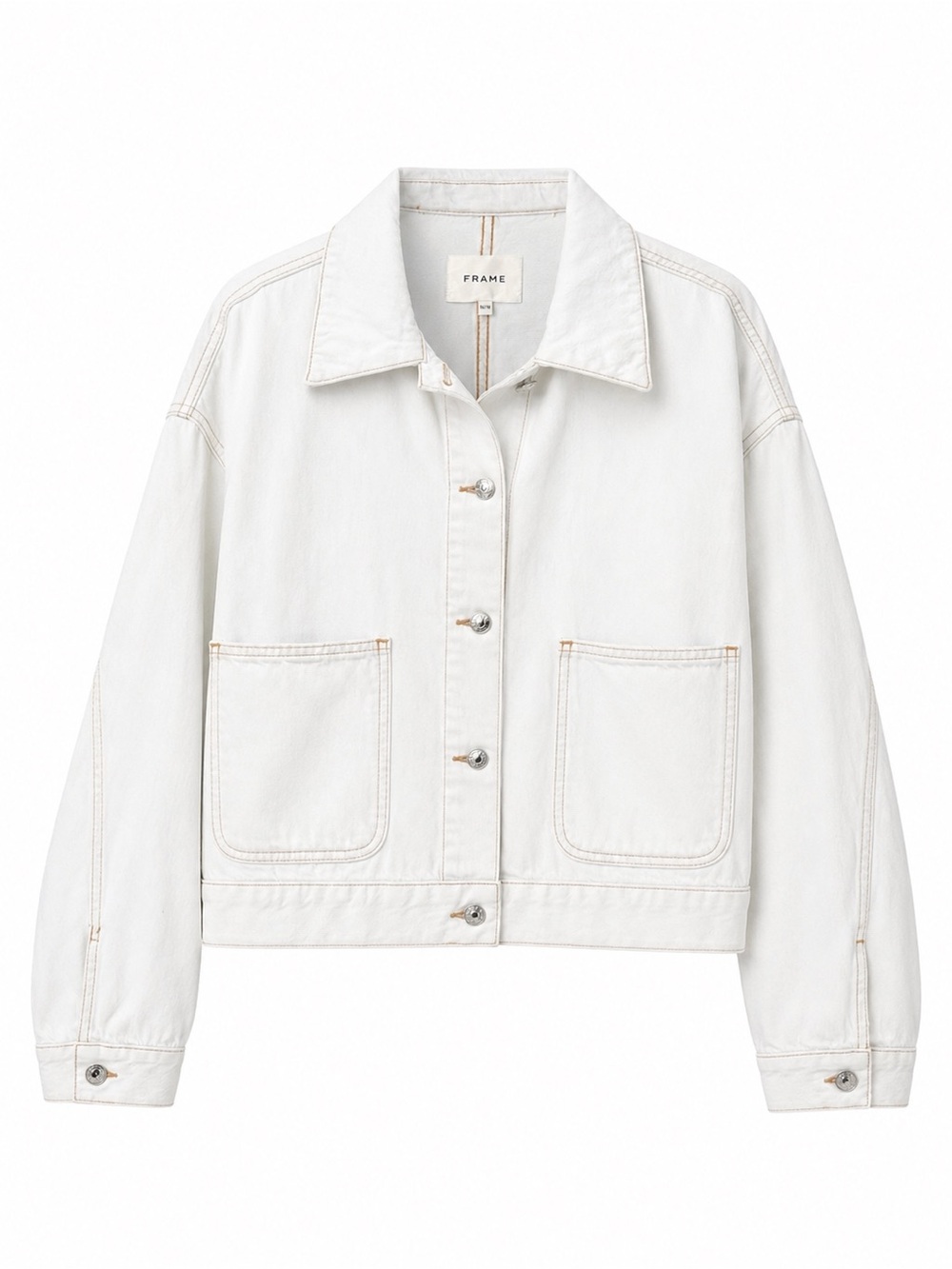 FRAME oversized light wash blue denim jacket
Size M